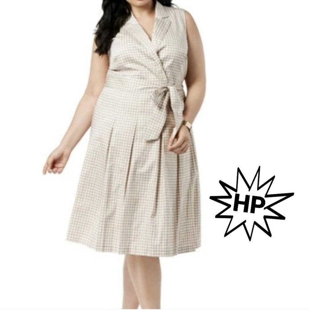 Anne Klein Plus Polka Dot V-Neck Midi Dress 24W - Picture 2 of 10
